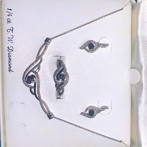 1/4ct TW Diamond Sterling silver 3 piece set